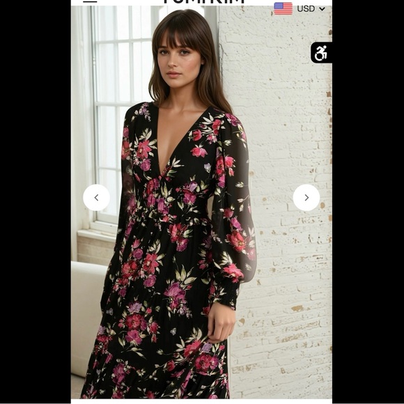 Yumi Kim Frida in New Love Crimson Floral Maxi Dress Sz. S - Picture 5 of 14